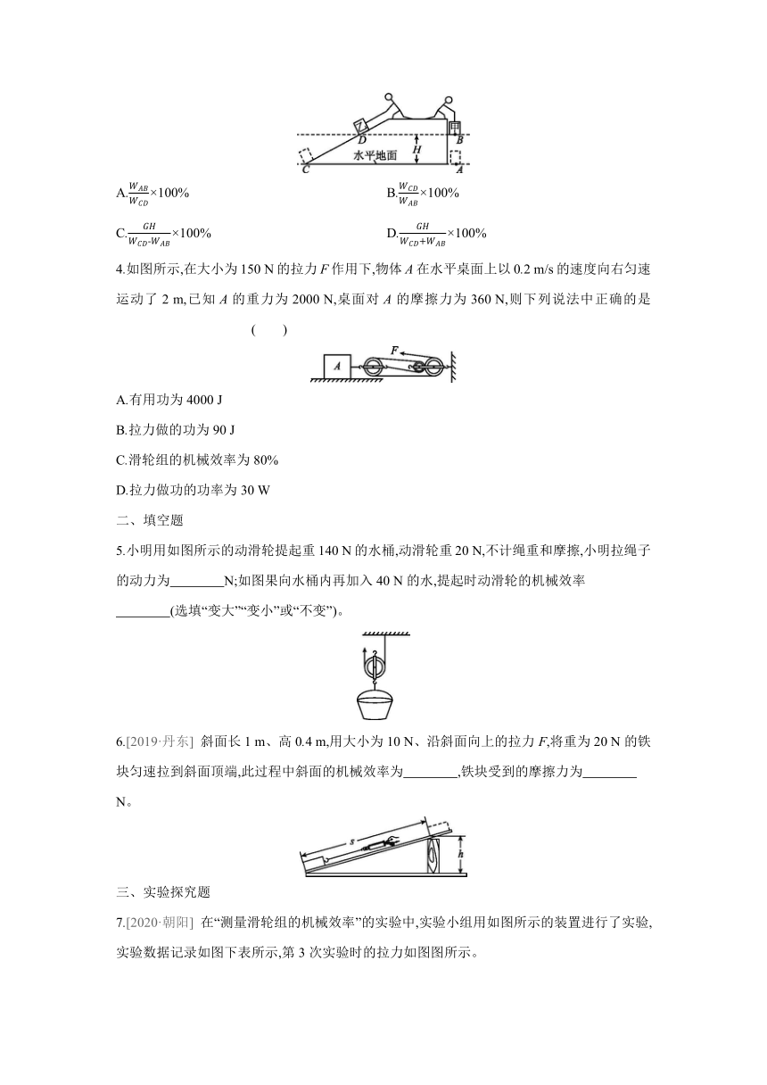 粤沪版物理九年级上册课课练：11.3　如图何提高机械效率　第3课时　综合应用（含答案）