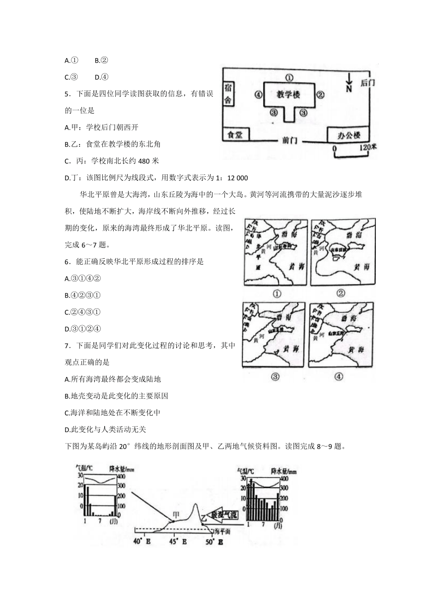 山东省泰安市肥城市（五四学制）实验中学2021-2022学年上学期期末考试l六年级地理试题（word版 含答案）