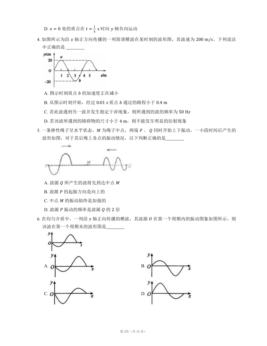 2022届高考物理选择题专题强化训练：横波的图像  波速、波长和频率（周期）的关系(天津使用)（word版含答案）