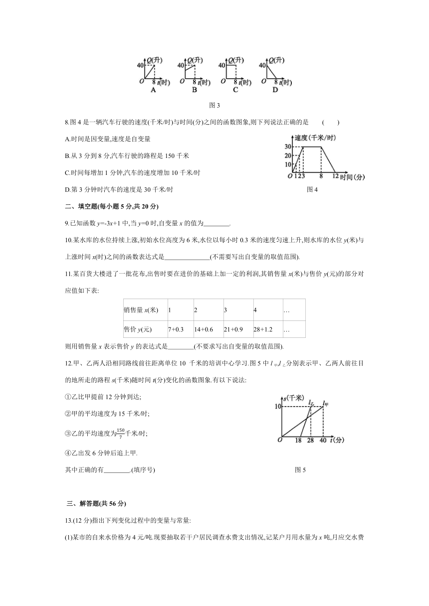 2021——2022学年沪科版八年级数学上册12.1 函数练习题（word版含答案）