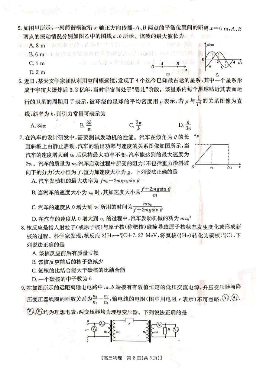 2023届辽宁省部分学校高三下学期模拟预测物理试题（PDF版无答案）