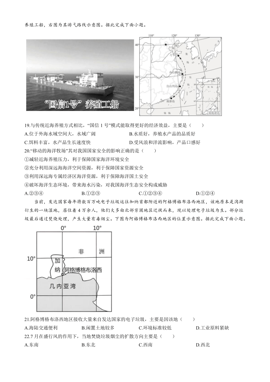 山东省临沂市第十九中学2023-2024学年高二下学期第二次质量调研考试地理试题（含答案）