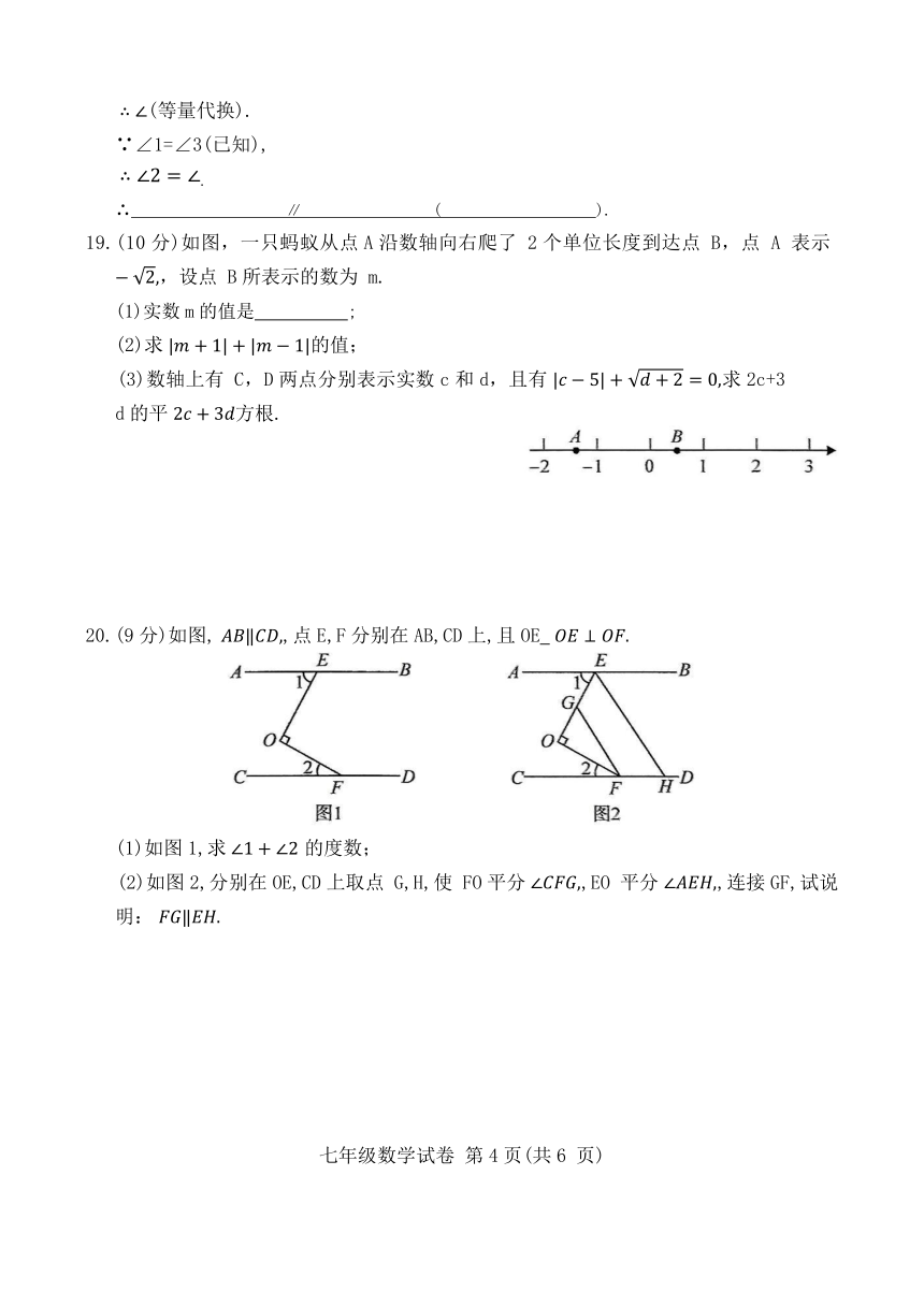 河南省信阳市商城县李集中学2023-2024学年七年级下学期期中教学质量检测数学（含解析）