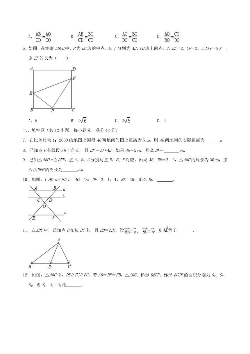 上海市嘉定区2019-2020学年九年级上期中数学试题（Word版 含解析）