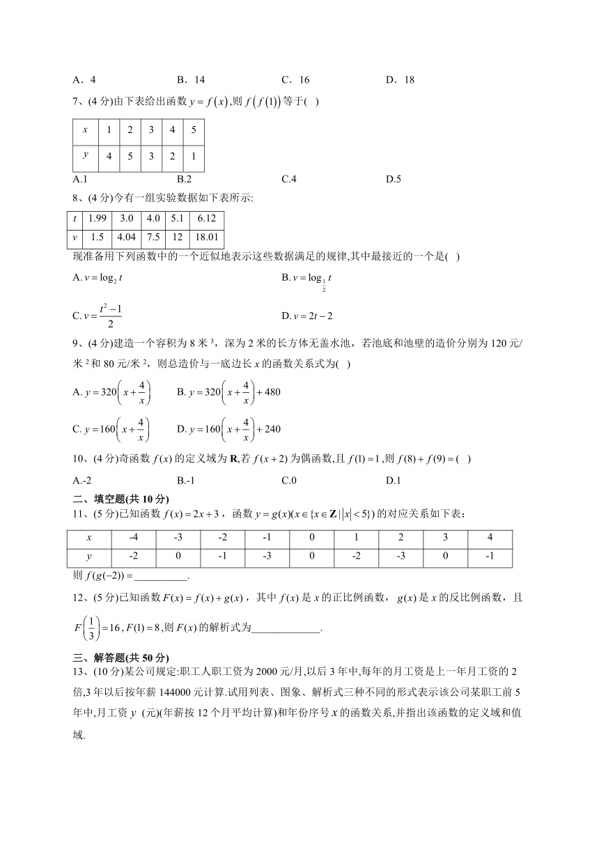 北师大版（2019）必修一2.2  函数  同步课时训练（Word版含解析）