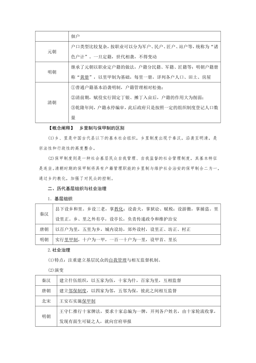 第37讲基层治理与社会保障 导学案（含答案）---2025届高三历史统编版选择性必修1一轮复习