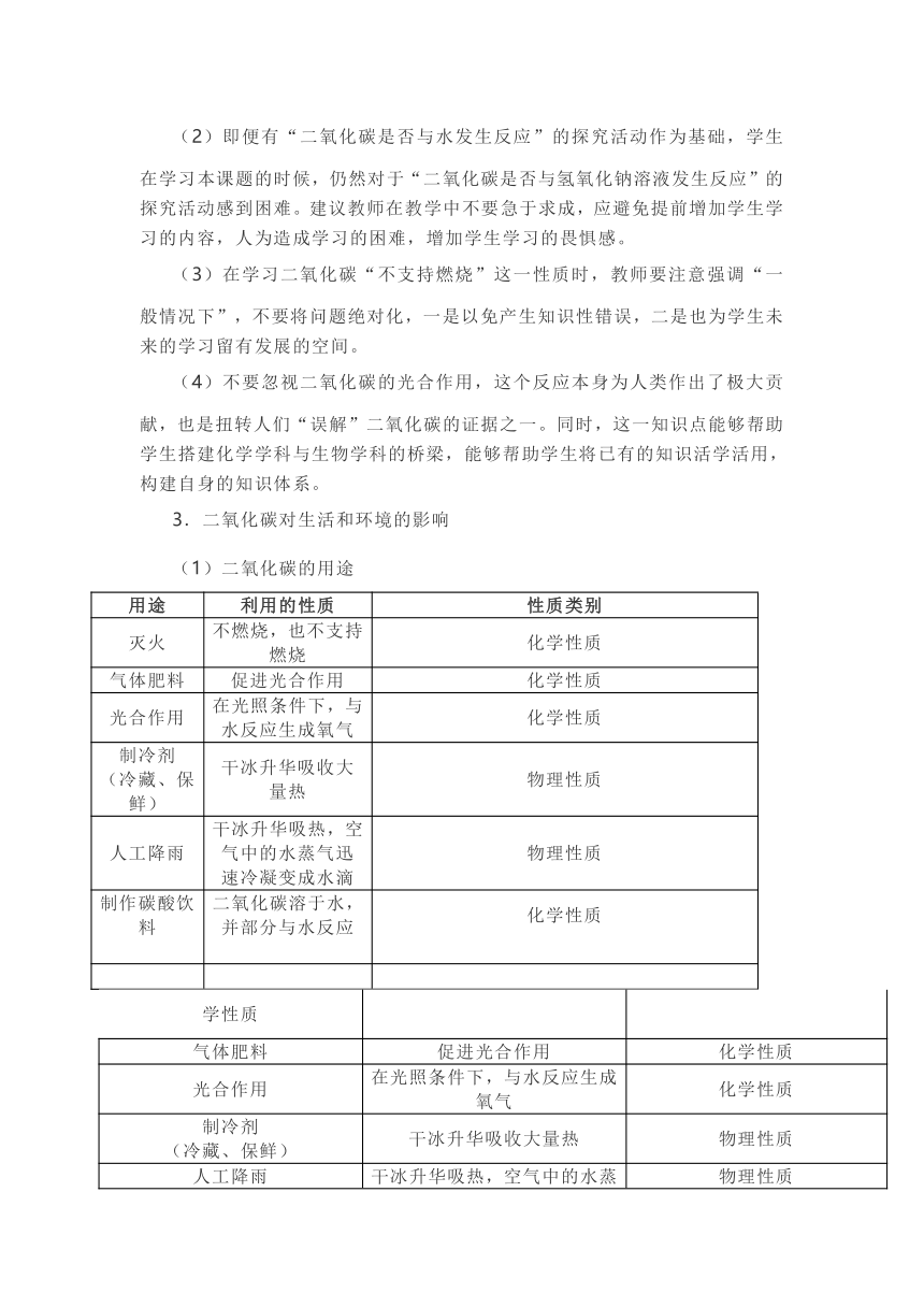 九年级化学上册  6.3《二氧化碳和一氧化碳》重难点突破（第1课时）