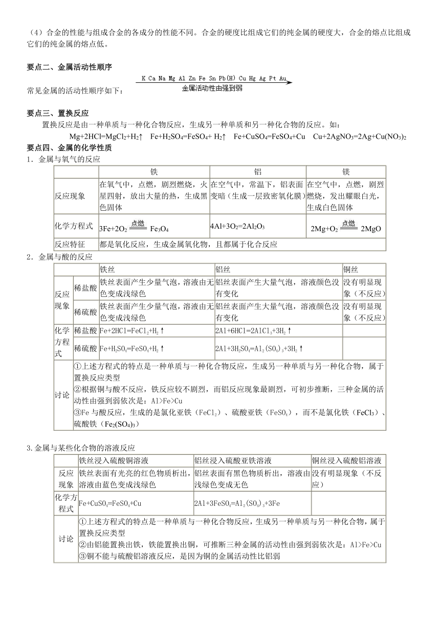 第五章第1节  金属的性质和利用学案（有答案）—2021-2022学年九年级化学沪教版上册