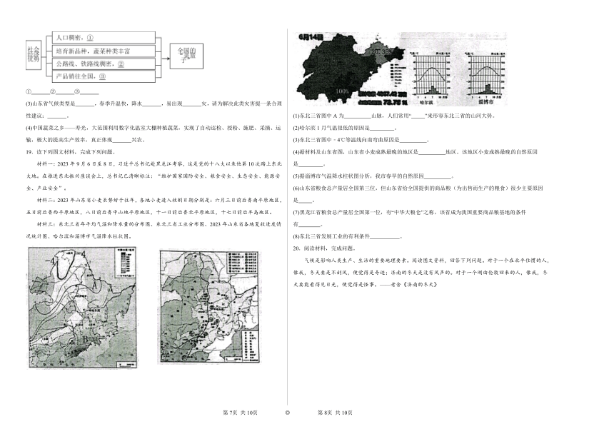 第十章可爱的家乡——山东综合复习训练（含解析）2023——2024学年鲁教版（五四制）初中地理七年级下册