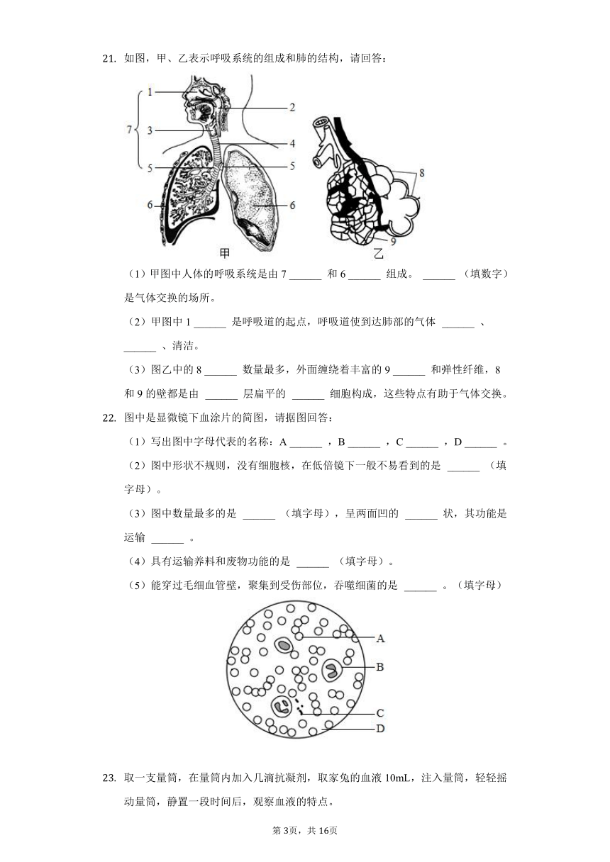 2020-2021学年辽宁省铁岭市部分校七年级（下）第二次月考生物试卷（word版，含解析）