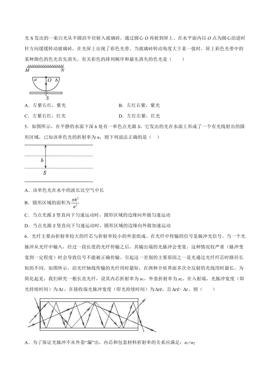 4.2全反射与光导纤维基础巩固（Word版含答案）