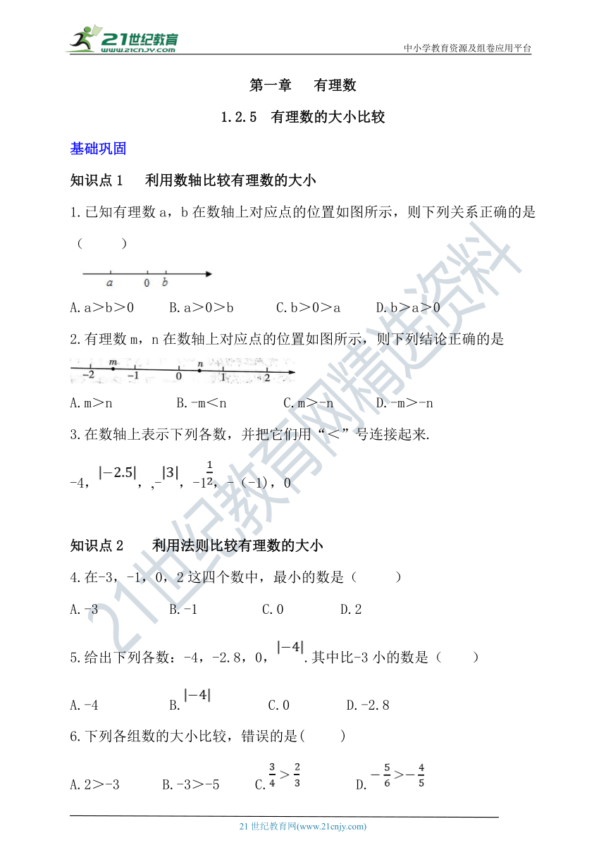 1.2.5 有理数的大小比较课时训练（基础巩固+能力提升）（含答案）