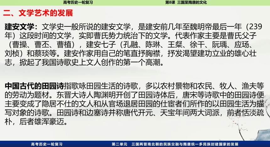 【高频考点聚集】8.三国至隋唐的文化 一轮复习课件（33张PPT）