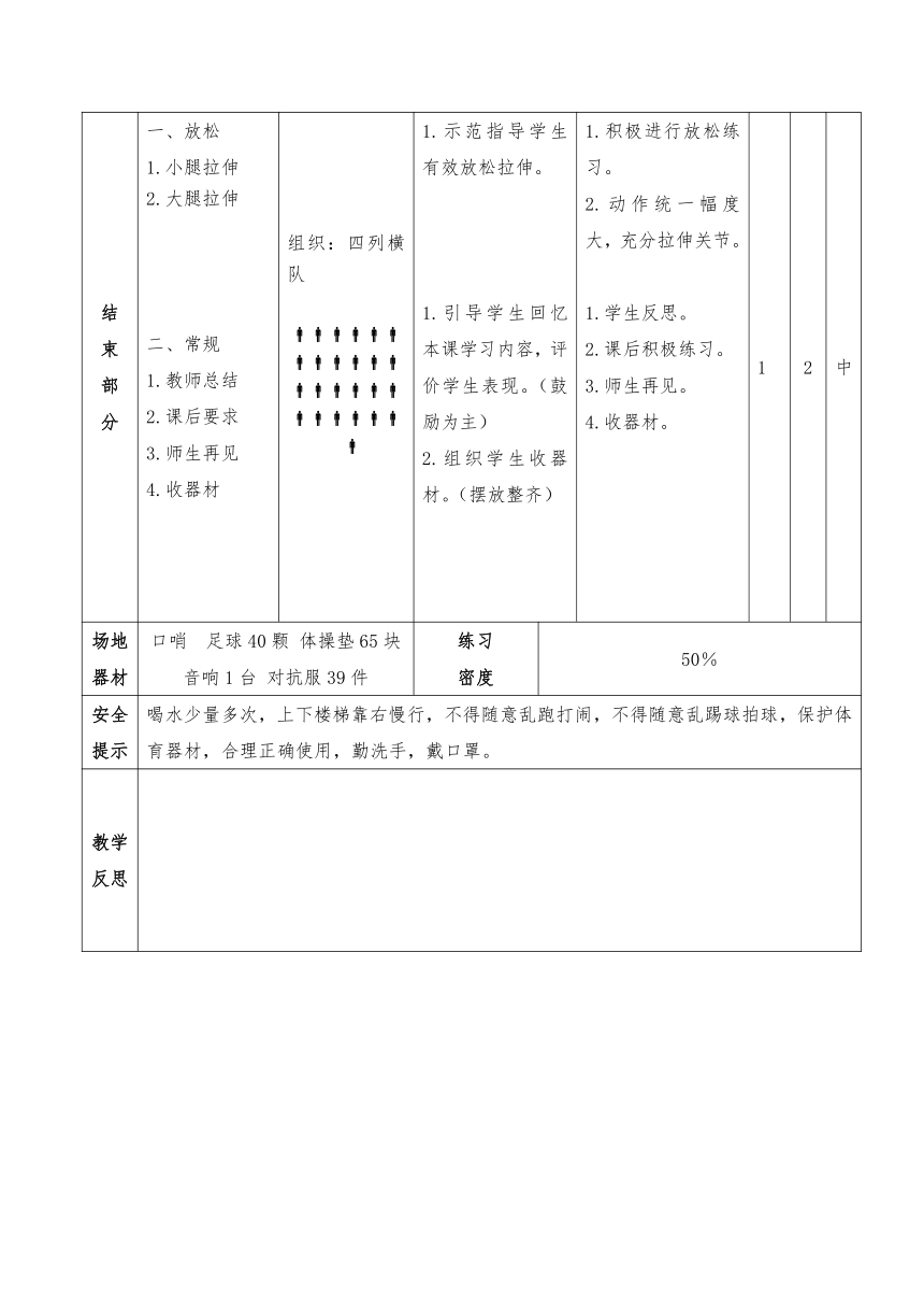 小学体育五年级上册   脚内侧踢球   教案（表格式）+说课教案