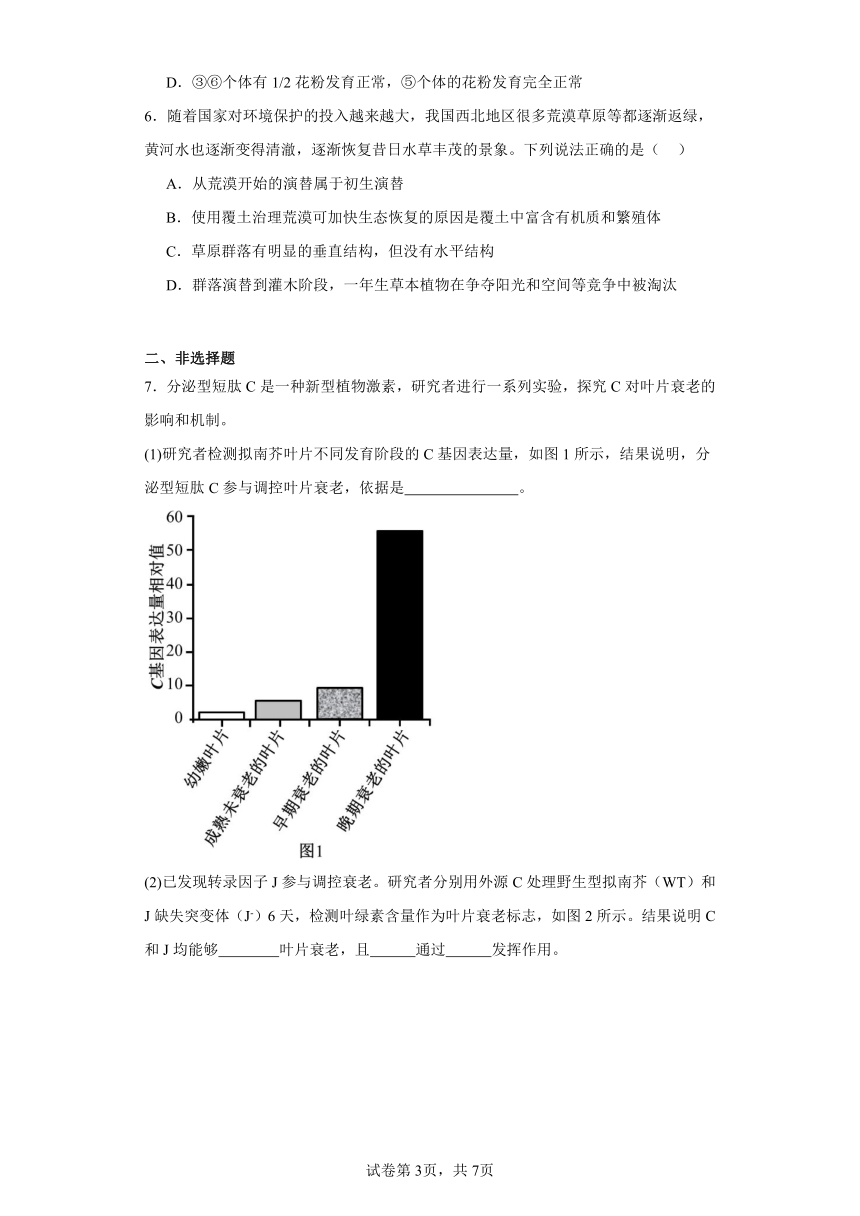 陕西省西安中学2023-2024学年高三下学期模拟预测（五）理综试题-高中生物（含解析）