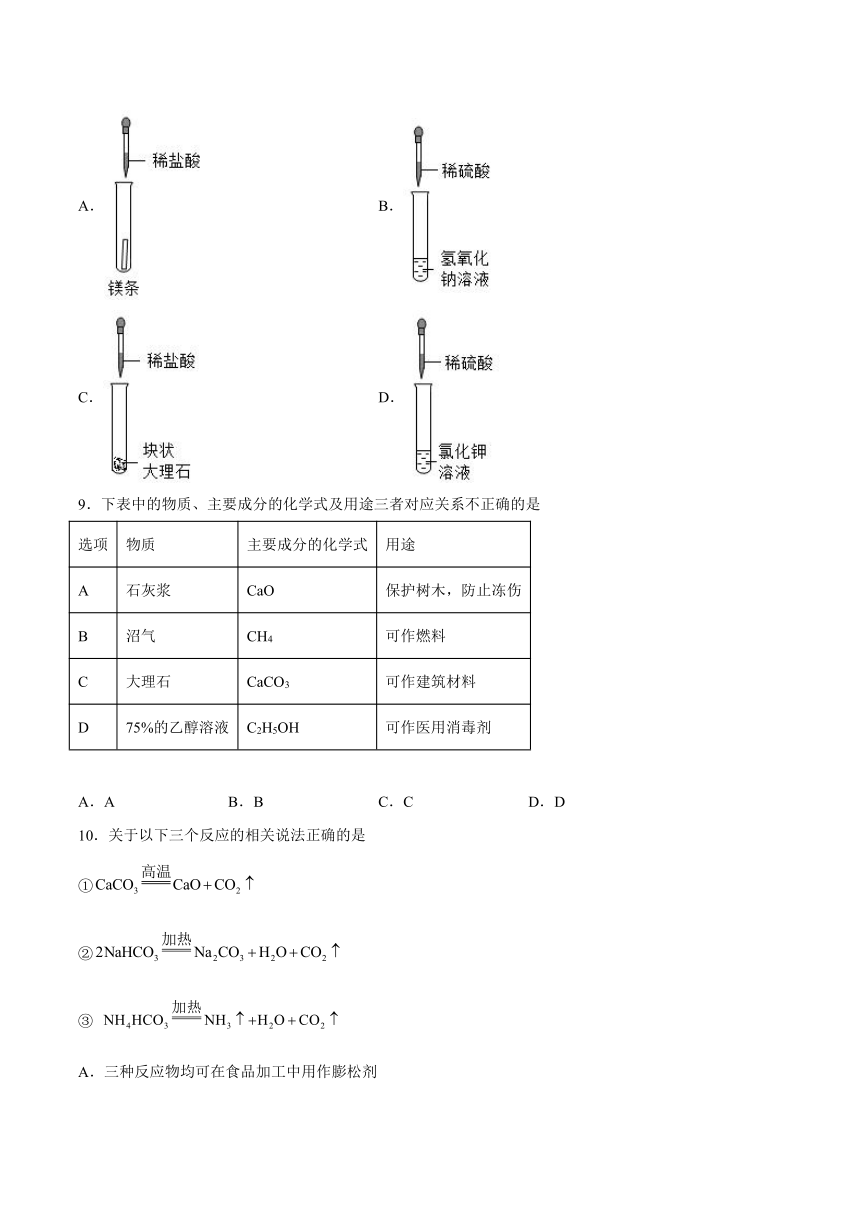 第12章盐检测题（含答案）---2022-2023学年九年级化学京改版（2013）下册