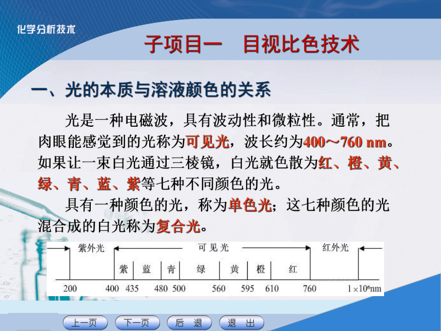 项目八 吸光光度分析技术 课件(共19张PPT)《化学分析技术》同步教学（中国农业出版社）