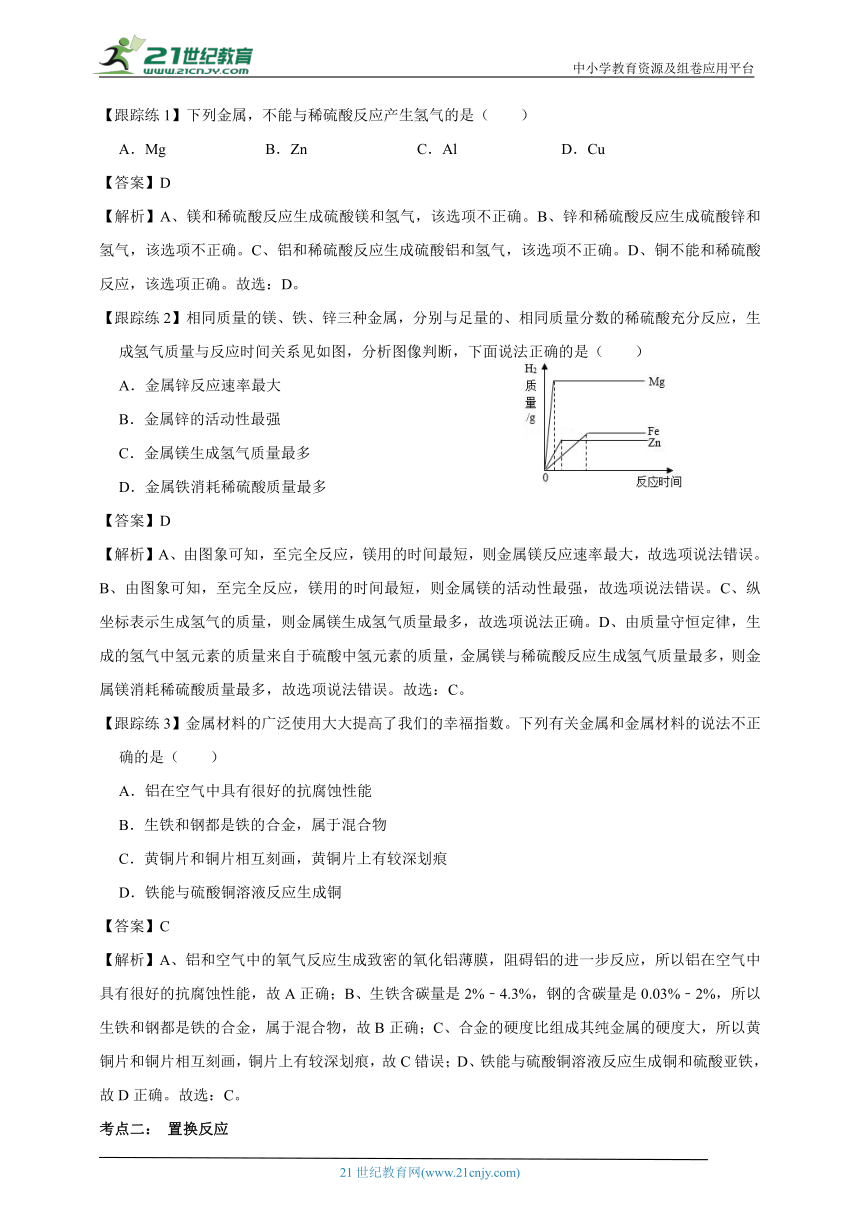 【精讲】人教版化学九年级下册 8.2 金属的化学性质 同步学案