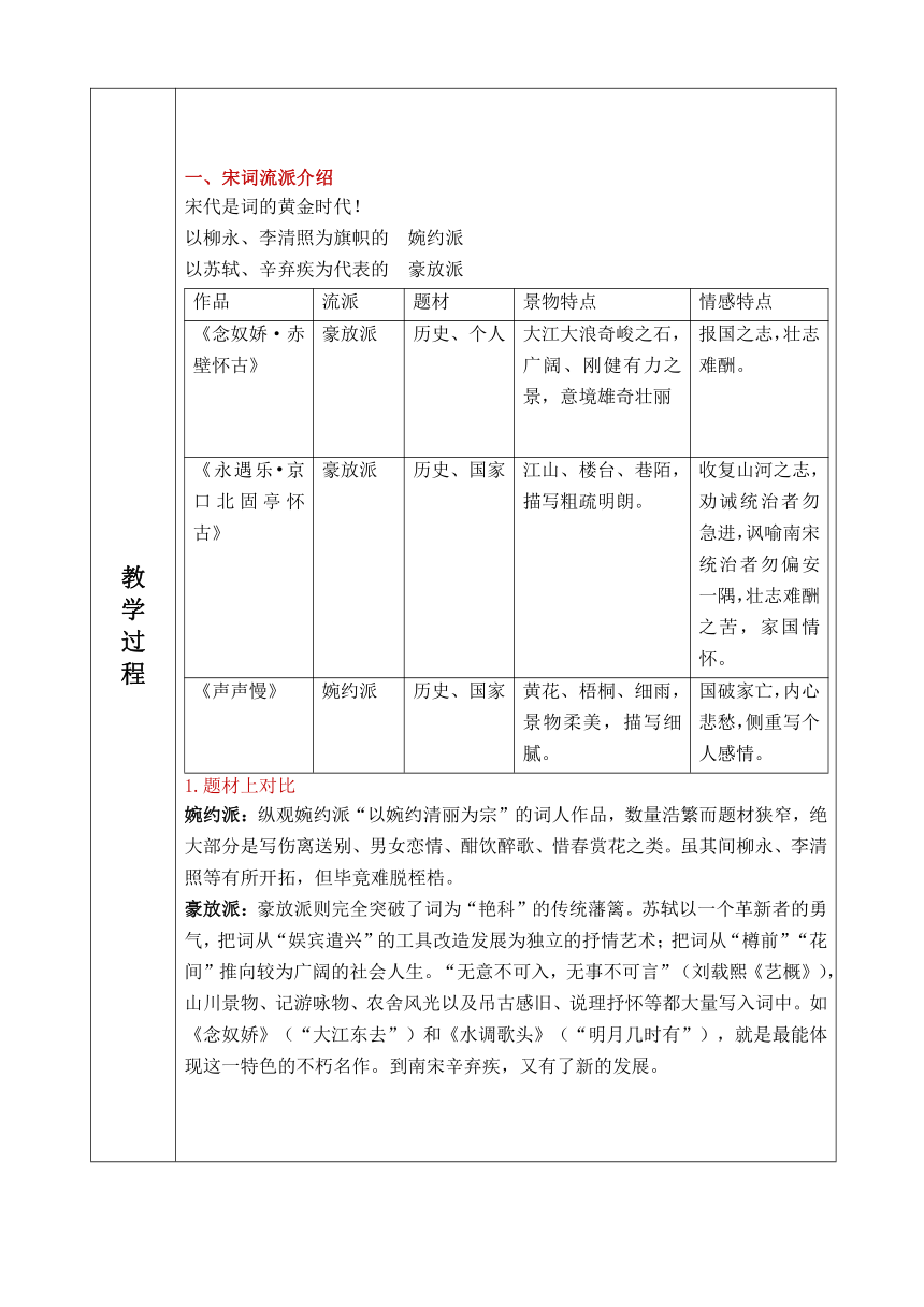 第三单元9.1 《念奴娇·赤壁怀古》 教案 高中语文必修上册统编版