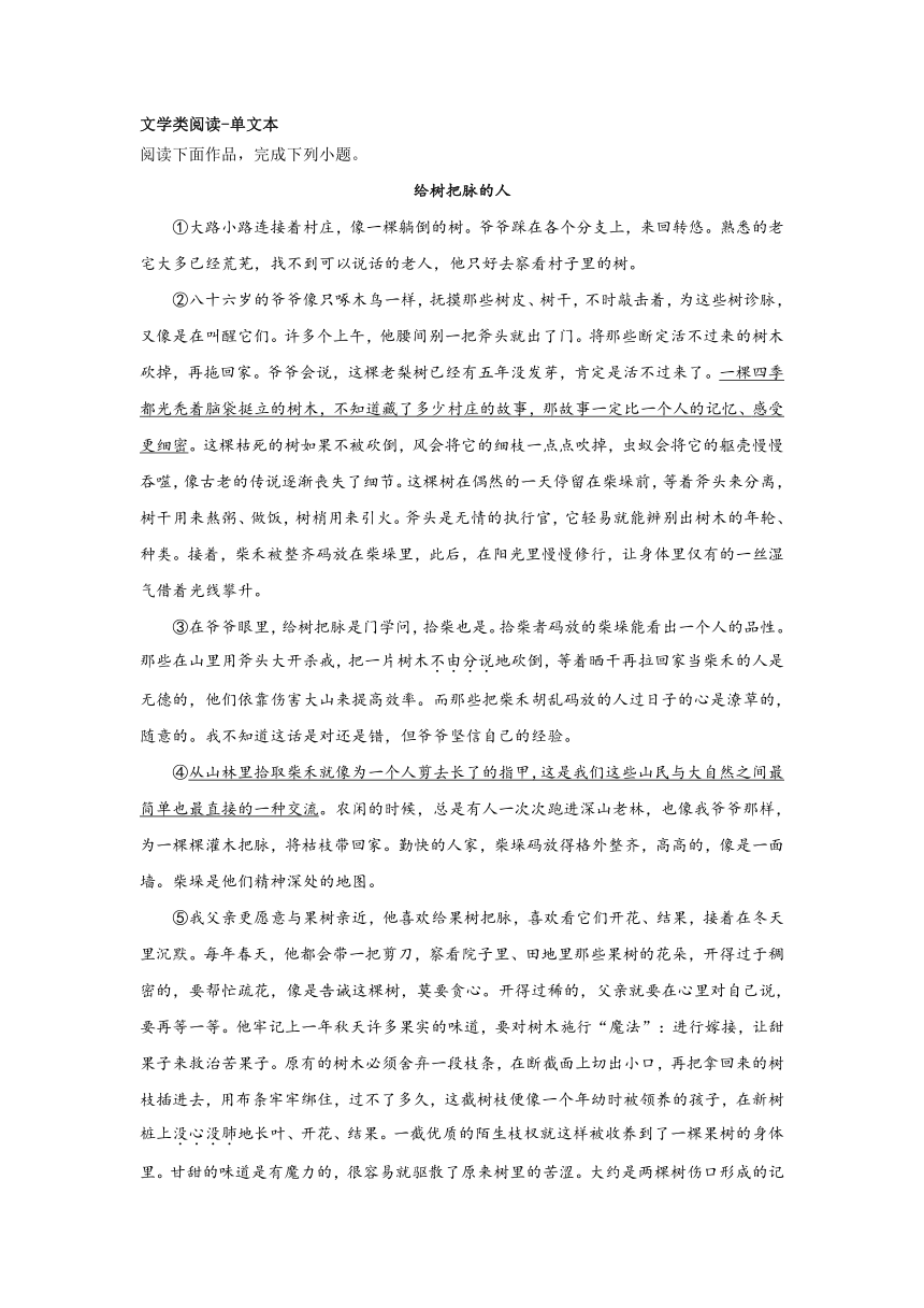 北京高考语文文学类文本阅读专项训练题（含答案）