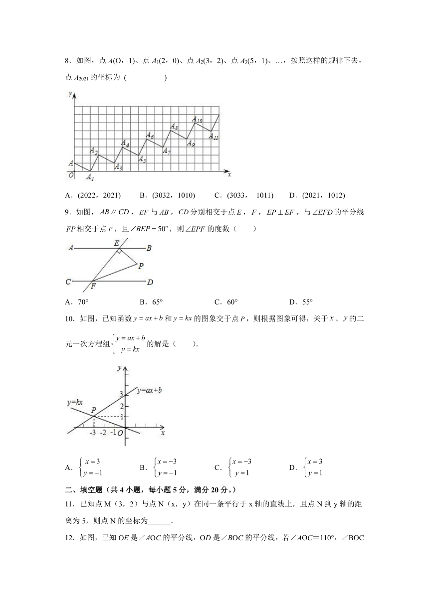 安徽省滁州市定远县育才学校2021-2022学年八年级上学期期中考试数学试题（word版含答案）