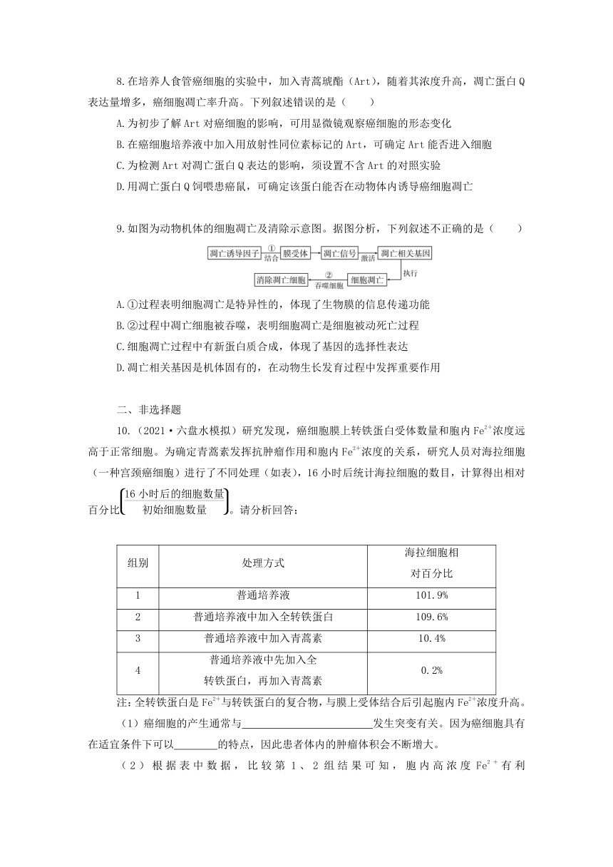 2022届新教材高考生物一轮复习：细胞的分化衰老凋亡与癌变（Word版，含解析）