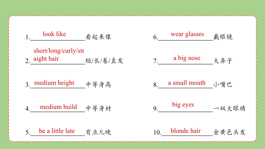 人教版英语七年级下册Unit 9 What does he look like?复习课件(共47张PPT)