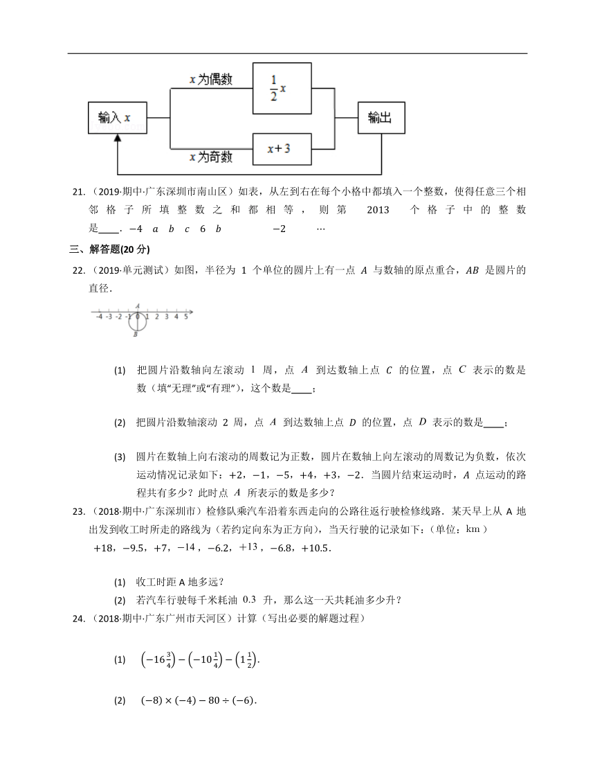 2020-2021学年浙教版七年级数学上册第2章有理数的运算试卷（达标卷）(word版含答案解析）