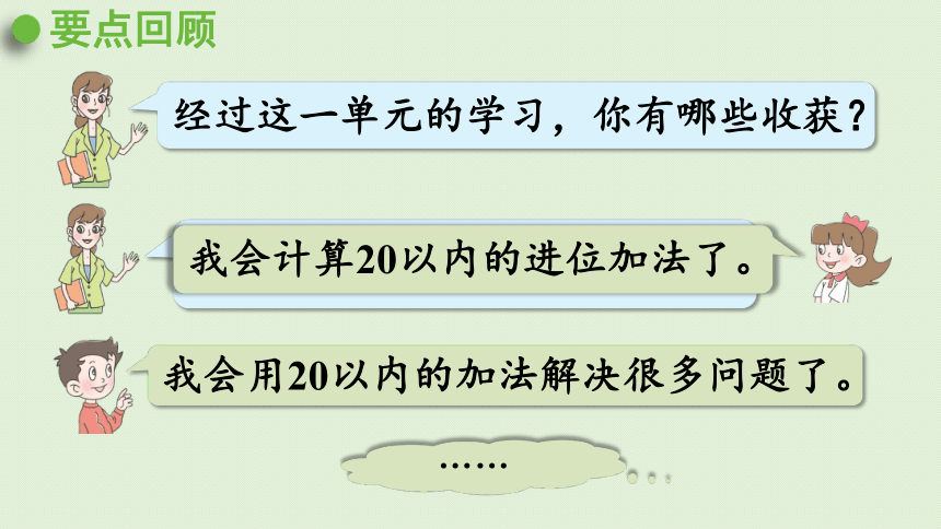 小学数学青岛版（六三制）一年级上七  小小运动会——20以内的进位加法 回顾整理  课件（25张ppt）