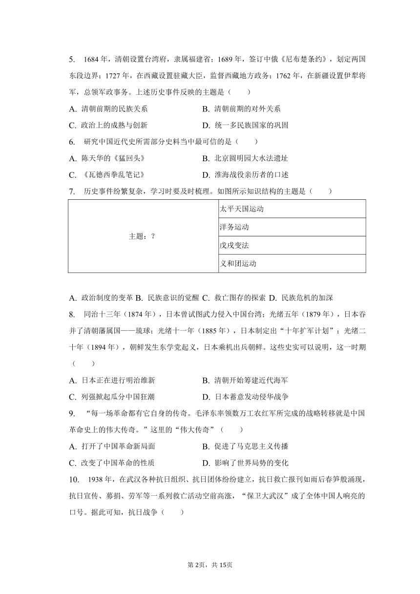 2023年内蒙古通辽市中考历史真题试卷（含解析）