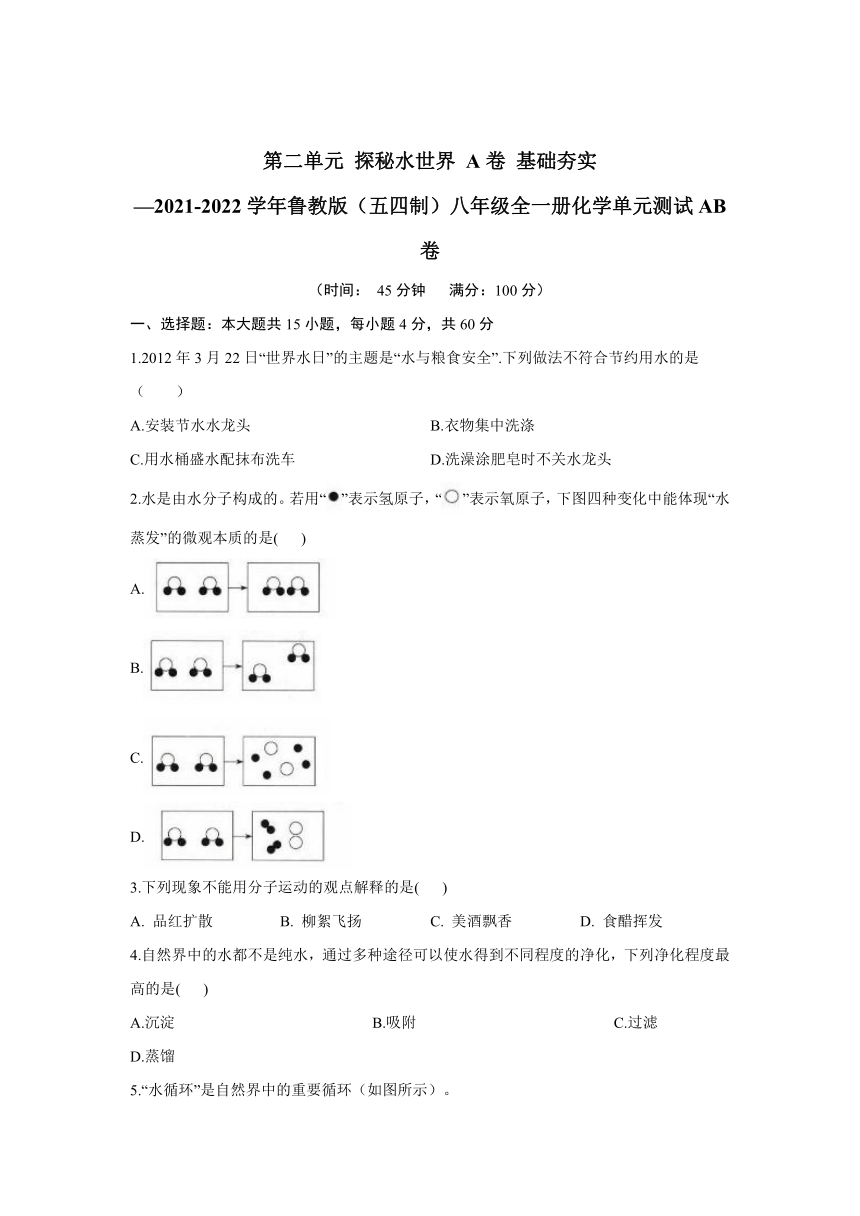 第二单元 探秘水世界 A卷 基础夯实—2021-2022学年鲁教版（五四制）八年级全一册化学单元测试AB卷（含解析）