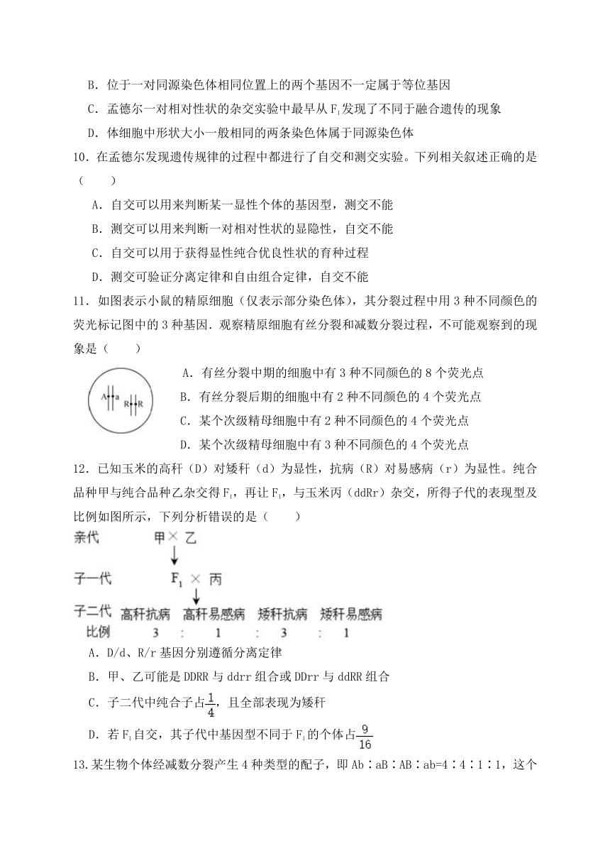 内蒙古自治区通辽市科尔沁区通辽市第一中学2023-2024学年高一下学期4月月考生物试题（含答案）