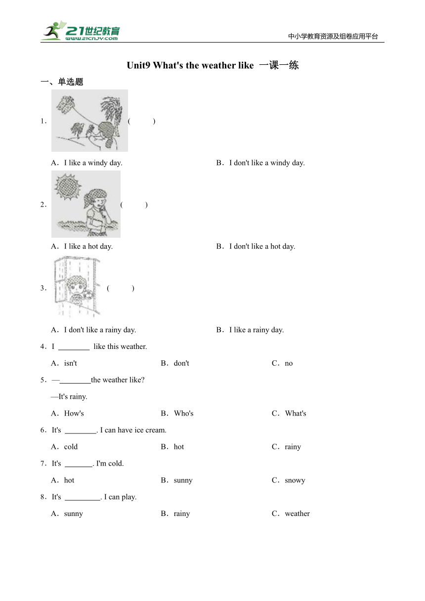 Unit9 What's the weather like 一课一练（含答案）