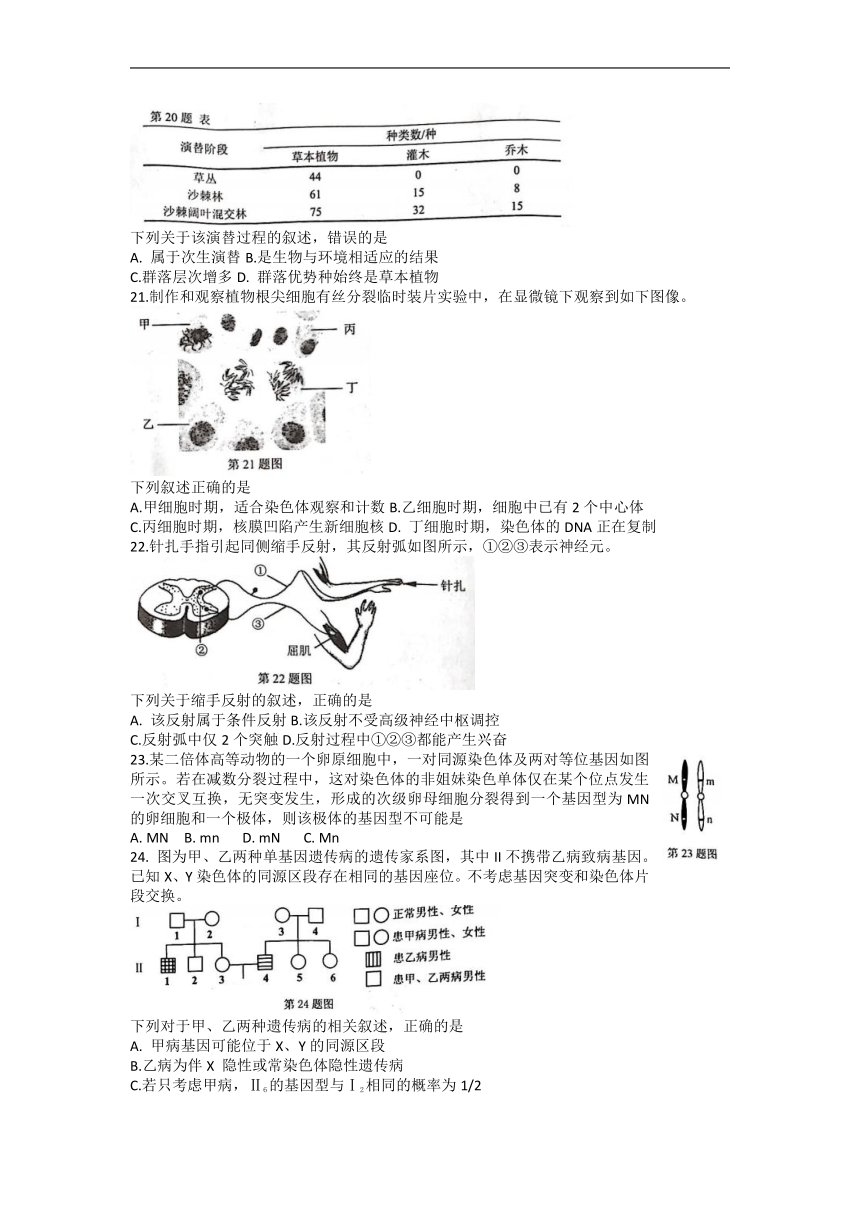 浙江省温州市2022-2023学年高三上学期11月第一次适应性考试生物学试题（Word版含答案）