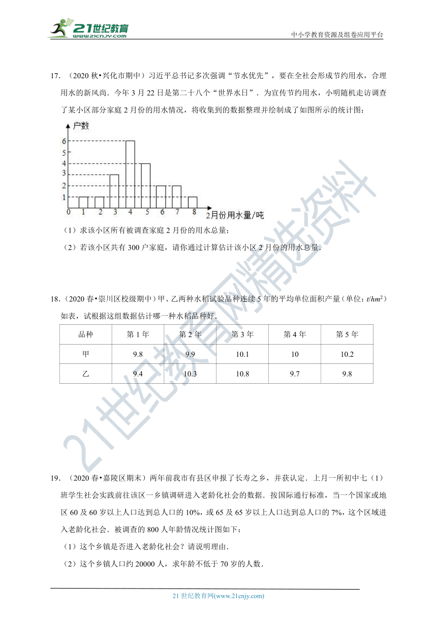 【同步提优常题专训】10.1 统计调查（含解析）