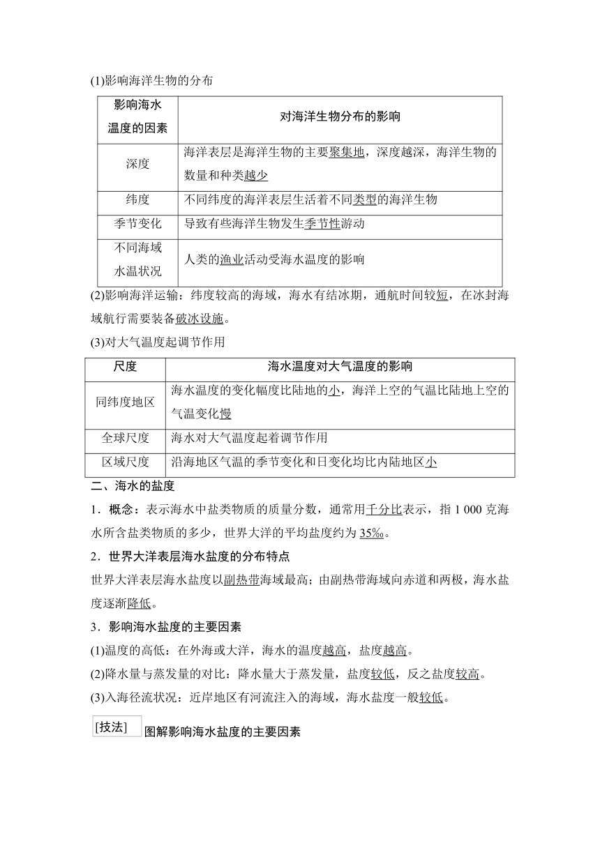 2023届高三地理一轮复习学案 第12讲　海水的性质