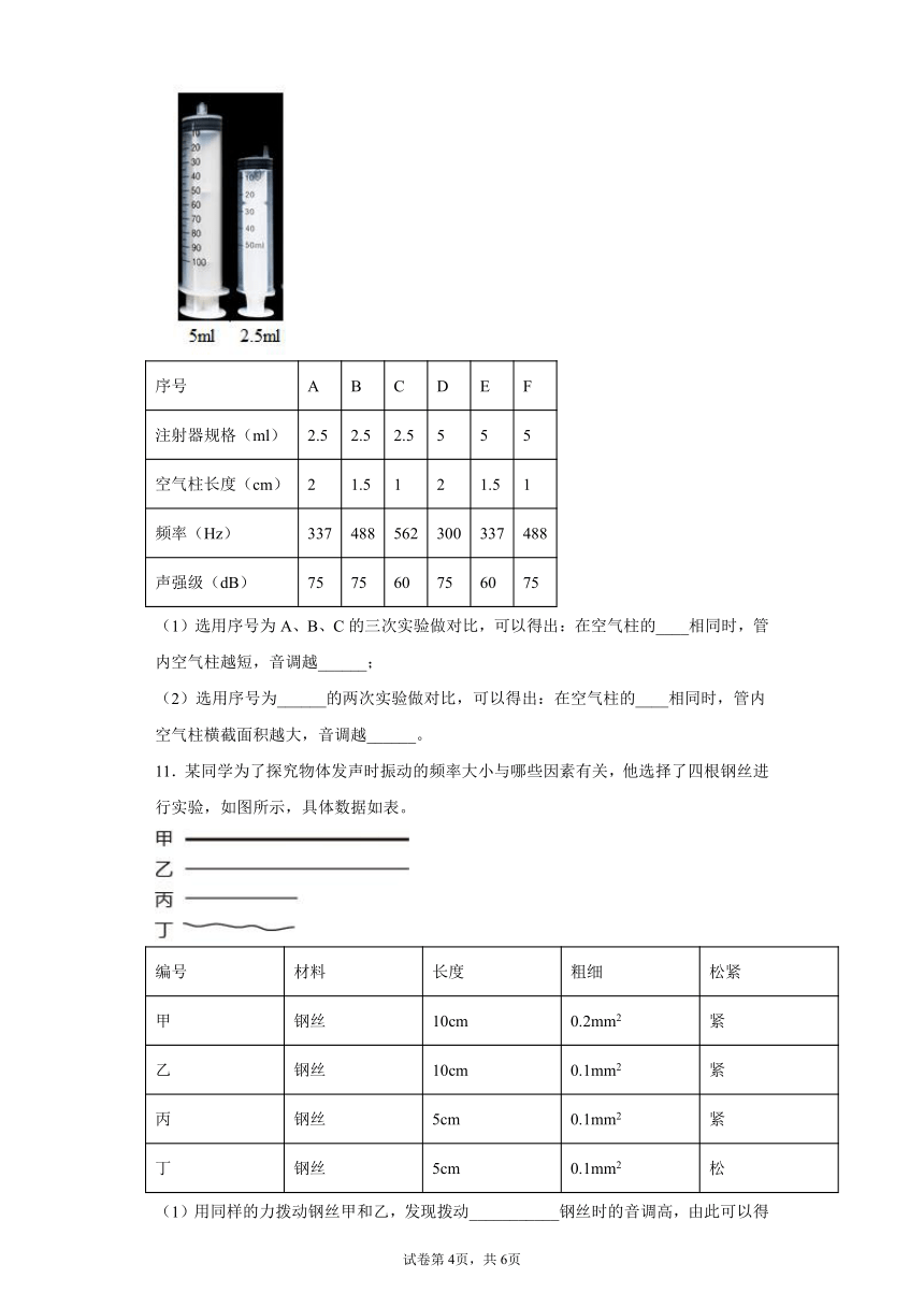 2.3耳和听觉 同步练习（含解析）