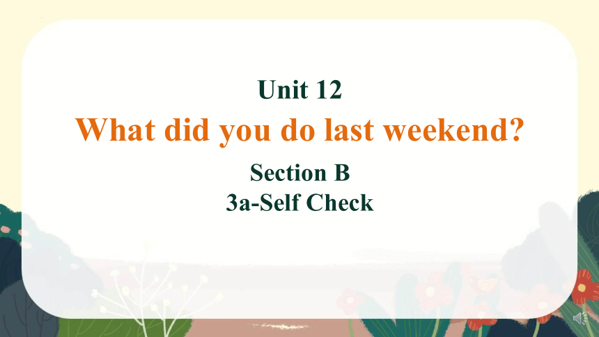 Unit 12 What did you do last weekend？ Section B 3a-Self Check 课件(共28张PPT)2022-2023学年人教版七年级英语下册