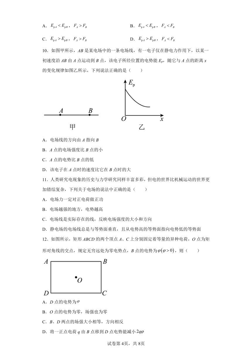 必修第三册2.2电势与等势面同步练习 （word版含答案）