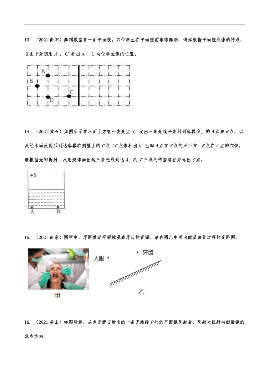 2021年中考物理真题分类训练——光学作图(有解析)