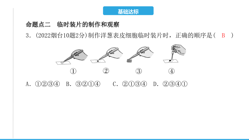 第二单元 第一章　细胞是生命活动的基本单位-2023年中考生物复习习题课件(共15张PPT)