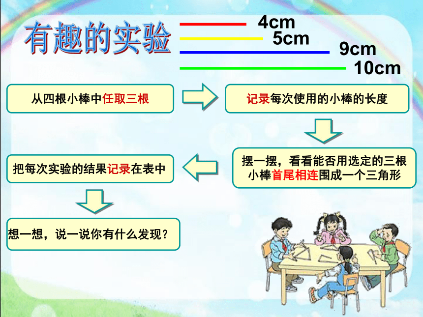 青岛版五四制数学四上 4.2.1三角形的三边关系 课件（14张ppt）