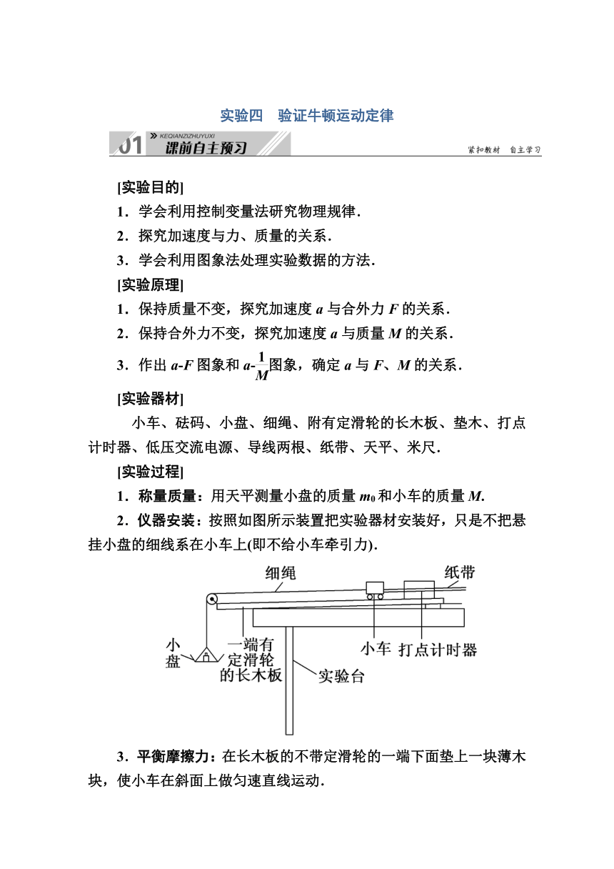 2021高三物理人教版一轮学案  第三单元   实验四　验证牛顿运动定律    Word版含解析