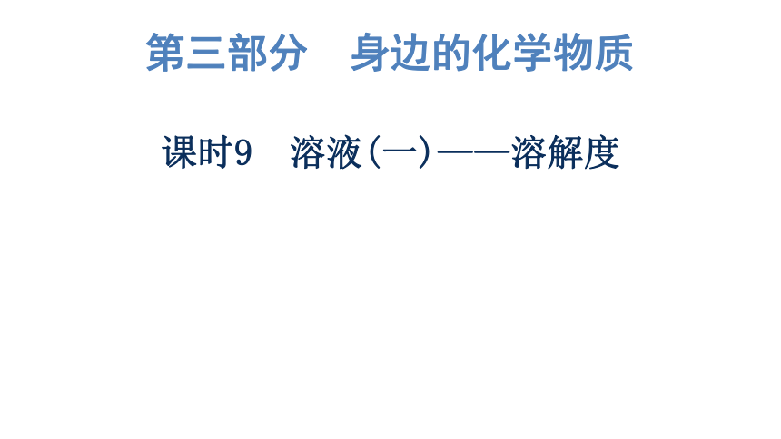 2023年广东中考化学复习--课时9　溶液(一)——溶解度 课件（51张ppt）