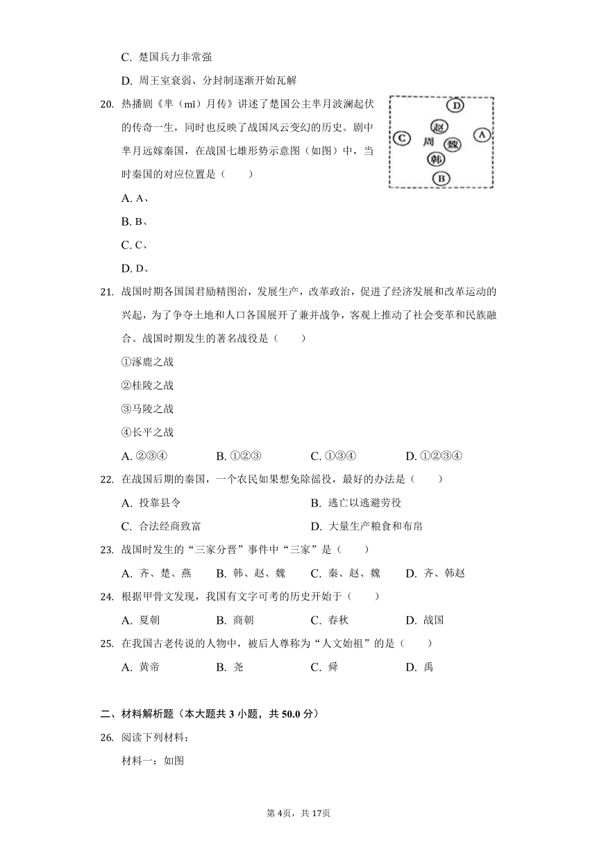 云南省昭通市昭阳区建飞中学2019-2020学年七年级（上）第一次月考历史试卷（含解析）