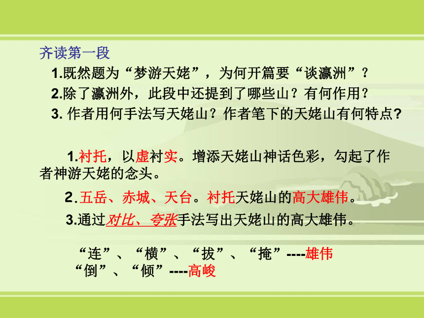 2021-2022学年人教版高中语文选修《中国古代诗歌散文欣赏》 《梦游天姥吟留别》课件（31张PPT）