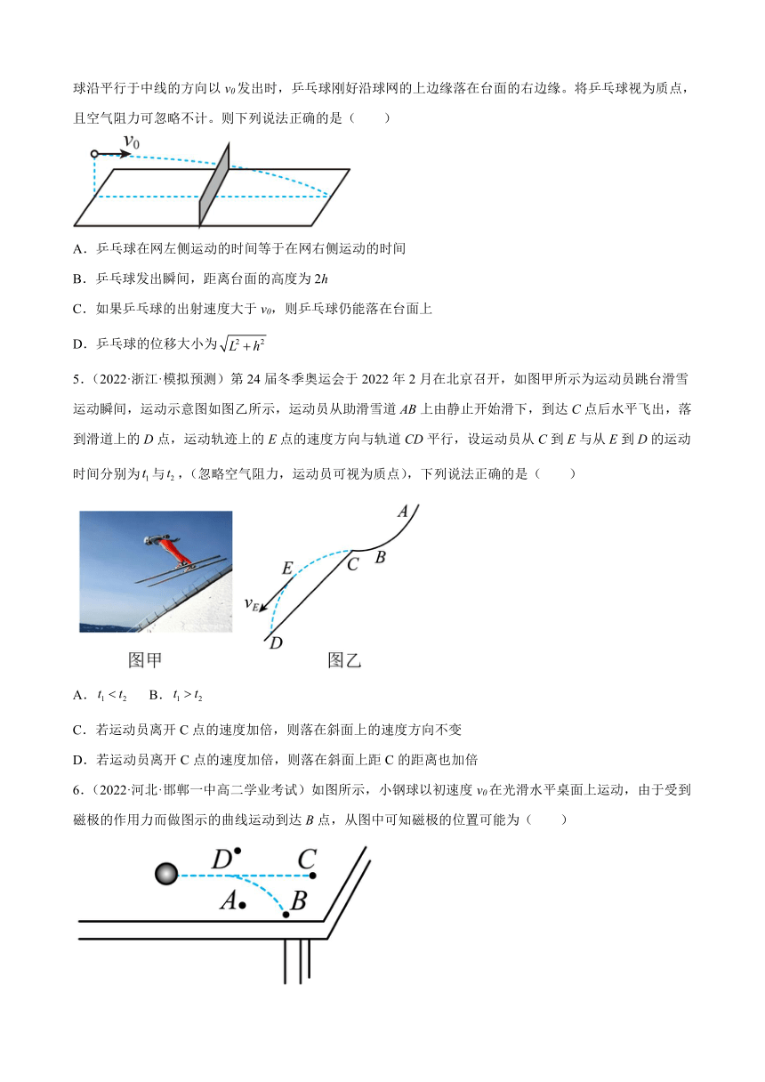 第一章 抛体运动 单元滚动测评卷（Word版含答案）