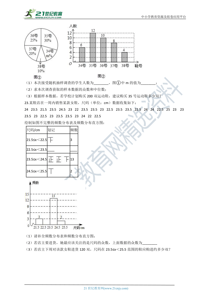 2020年秋苏科版九年级数学上册 3.2 中位数与众数同步练习（含解析）