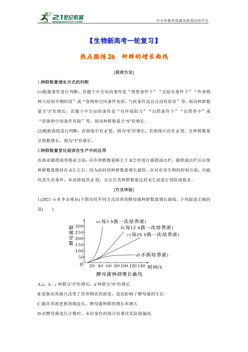 【生物新高考一轮复习】热点微练26　种群的增长曲线（word版含解析）