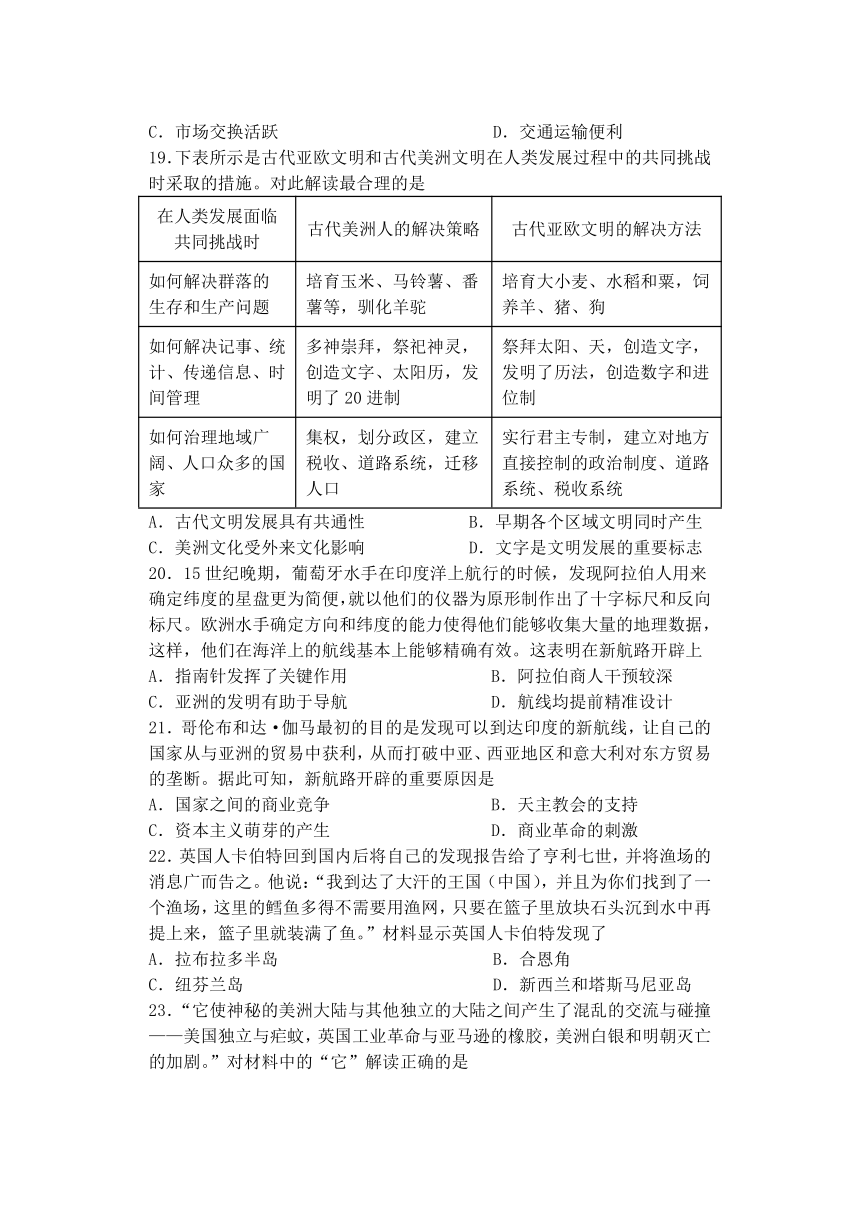 江苏省扬州中学2023-2024学年高一下学期4月期中考试历史试题（含答案）